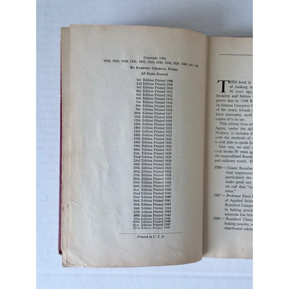 Vintage 1948 Rumford Complete Cook Book Lily Haxworth Wallace 42nd Edition